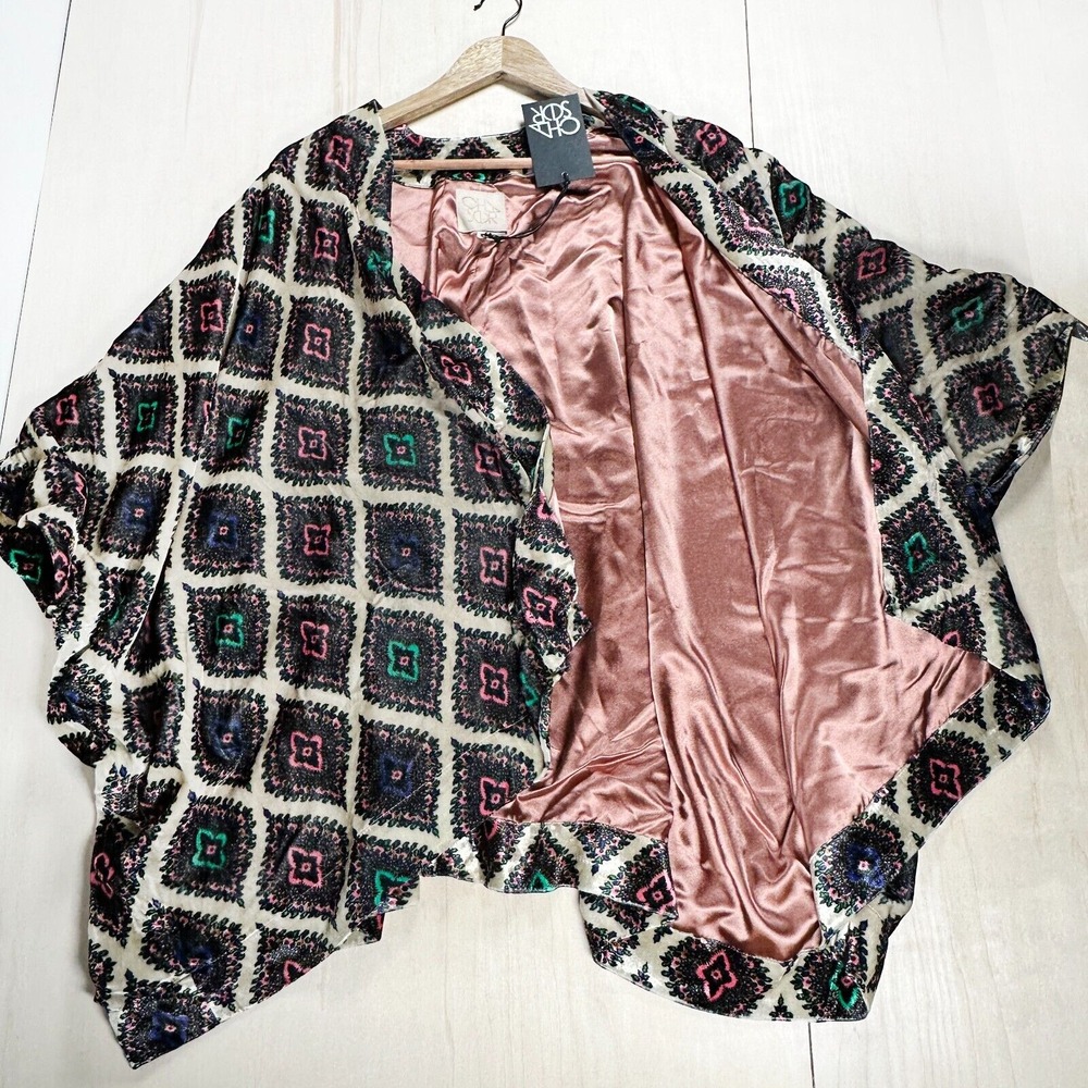 Chaser Velvet‎ Silk Blend Cardigan Shawl Lined Poncho Vintage Inspired S-XL
